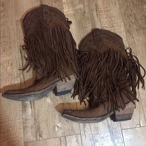 Liberty black fringe boots